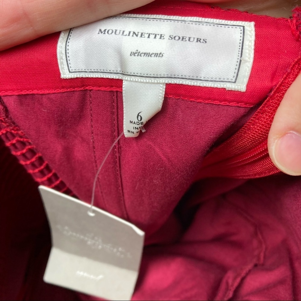 Moulinette Soeurs | Anthro Red Strapless Mini Dress NWT 6 - Picture 8 of 9